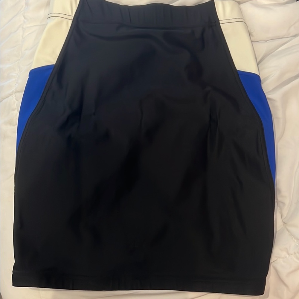 Black nylon mini skirt